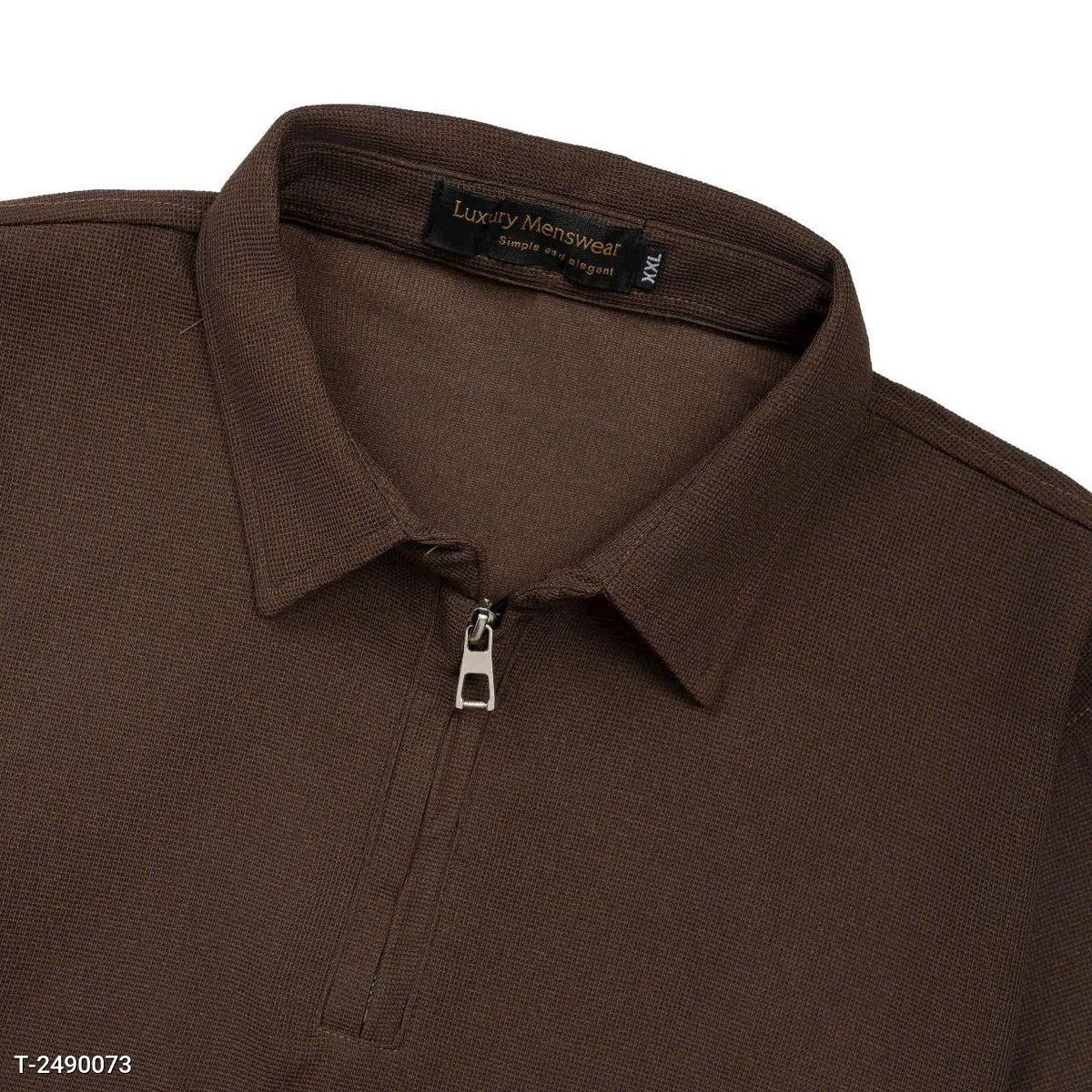 Áo Thun Polo Nam  Cổ Bẻ Tay Vải Cotton Cao Cấp Co Giãn Form Basic Nâu - Ảnh chi tiết 3